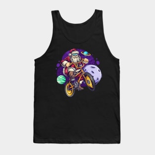 Christmas Santa cycling in space Tank Top